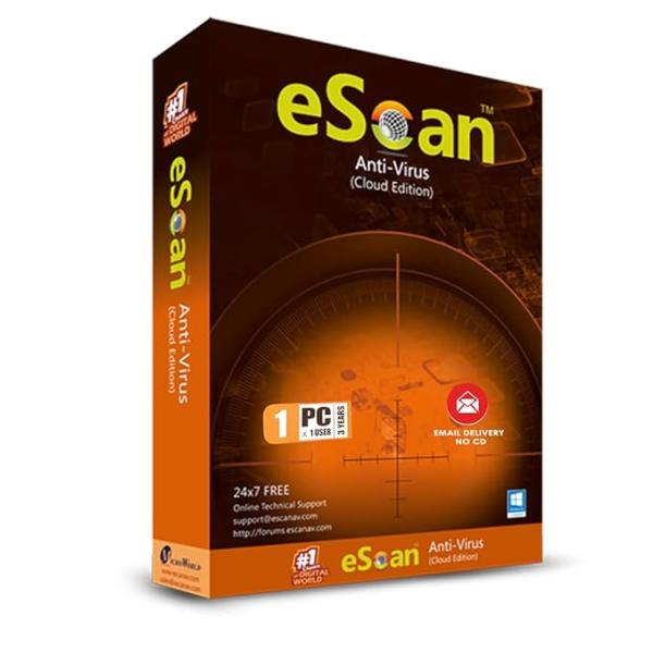 eScan 1 PC 3 Year Antivirus with Cloud Security (Email Delivery - No CD)
