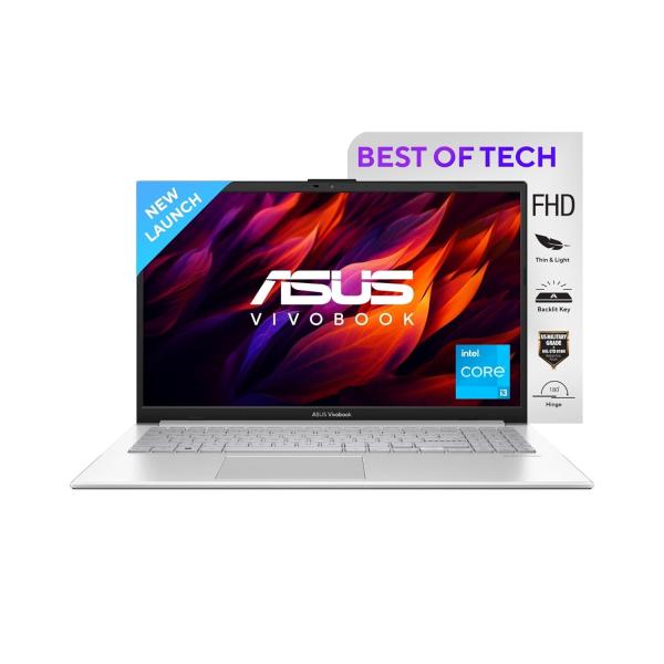 ASUS Vivobook 15 Intel Core i3-N305, 8GB RAM, 512GB SSD, FHD, 15.6", Windows 11, MS Office 2021, Silver, E1504GA-NJ321WS, Backlit KB, Thin & Light Laptop